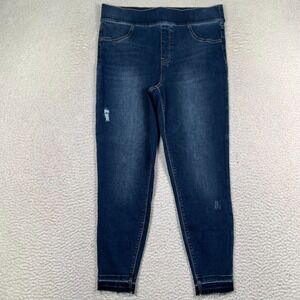 Spanx Jeans Women's 1X Ankle Skinny High Rise Distressed Stretch Dark Wash Denim